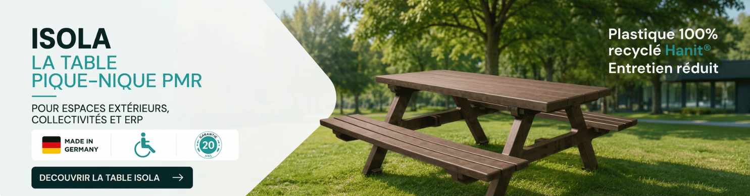 Table de pique-nique ISOLA PMR 100 % recyclé – plastique Hanit®